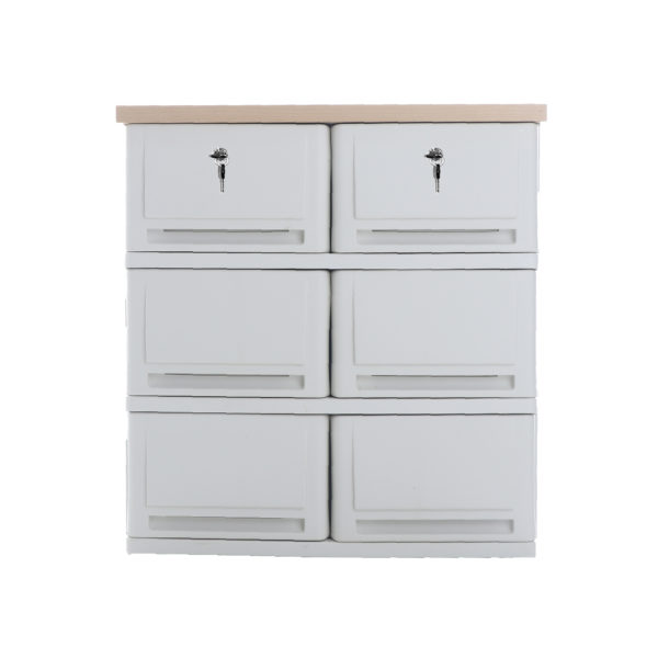 UP drawer cabinet model SUMO WOODTOP DUO-L 3 layers with lock