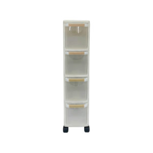 SLIM plastic drawer cabinet (narrow front) 4 layers with wheels