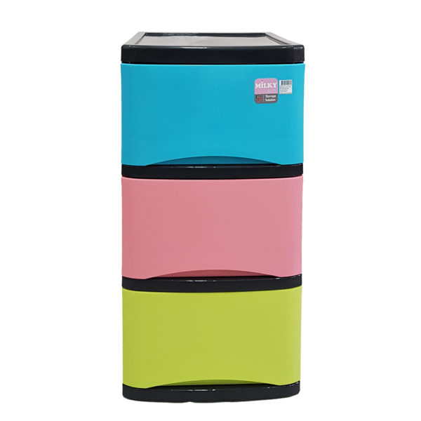 UP plastic drawer cabinet MILKY-BLACK (3 layers)