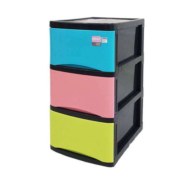UP plastic drawer cabinet MILKY-BLACK (3 layers) - Image 2