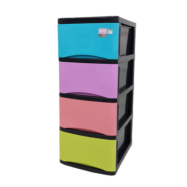 UP plastic drawer cabinet MILKY-BLACK (4 layers) - Image 3