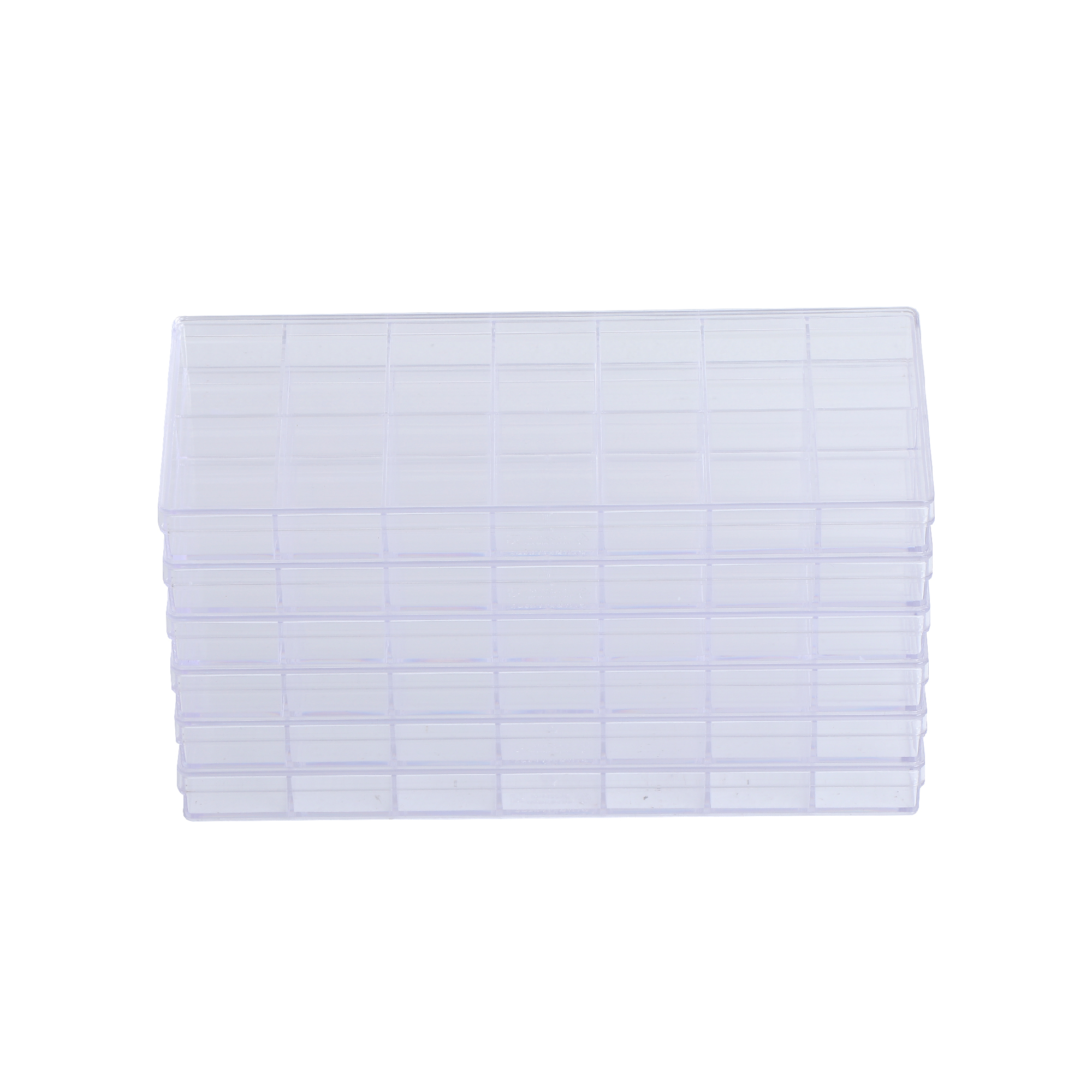 14 clear square boxes