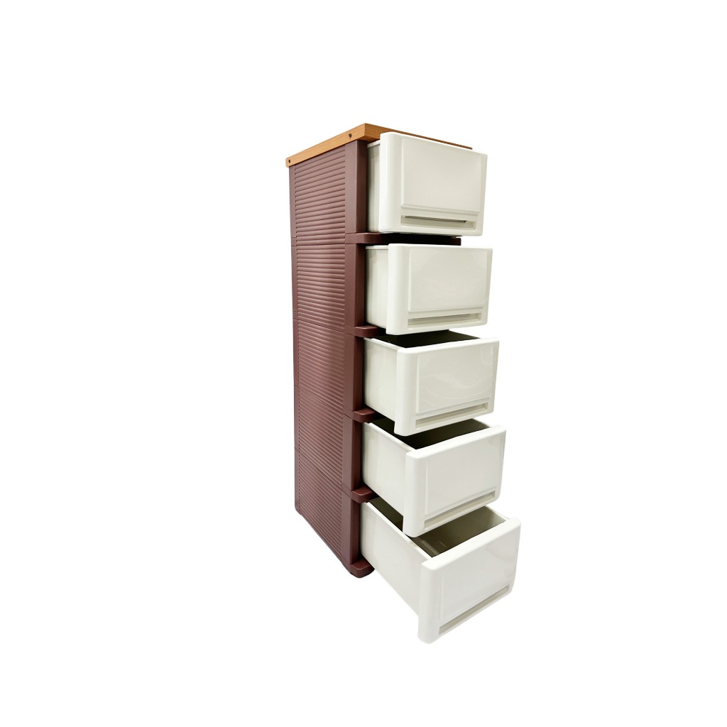 UP ตู้ลิ้นชักพลาสติก (ท๊อปไม้) BUDDY (5 ชั้น) - Image 4