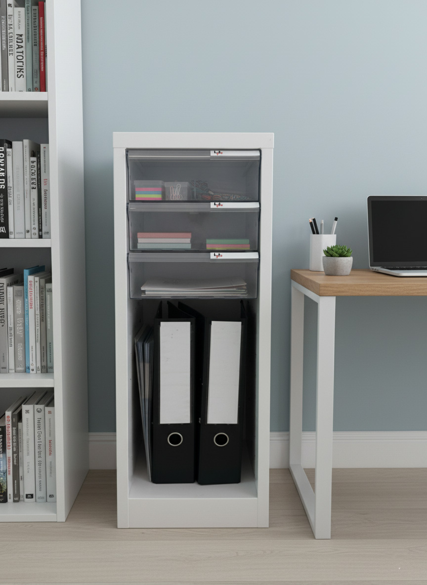 UP ตู้ลิ้นชักใส่กระดาษ A4 ขนาด 3 ช่อง NO: A4MS-103 พร้อมช่องอเนกประประสงค์