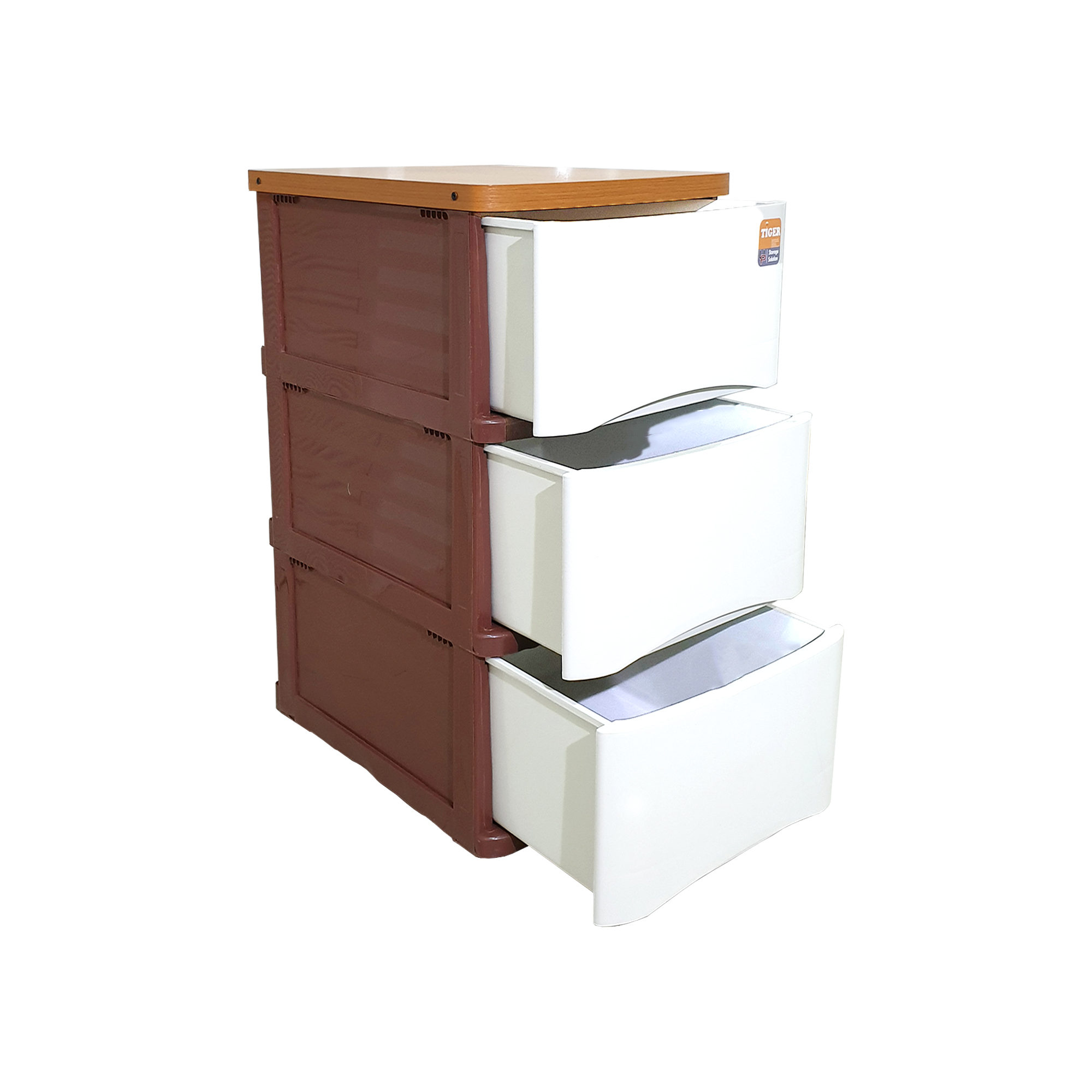 ตู้ลิ้นชักพลาสติก (ท๊อปไม้) TIGER-WOODTOP (3 ชั้น) - Image 7