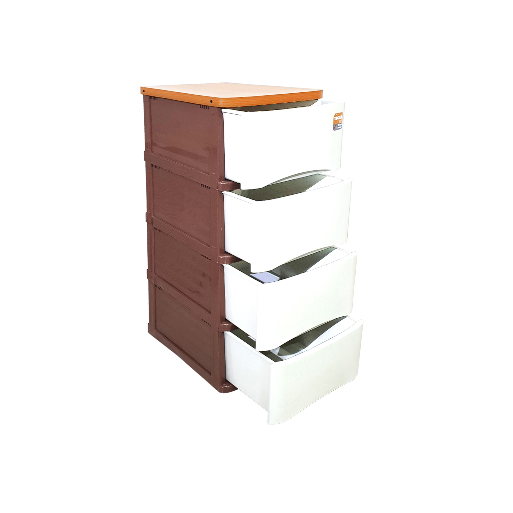 UP ตู้ลิ้นชักพลาสติก (ท๊อปไม้) TIGER-WOODTOP (4 ชั้น) - Image 7