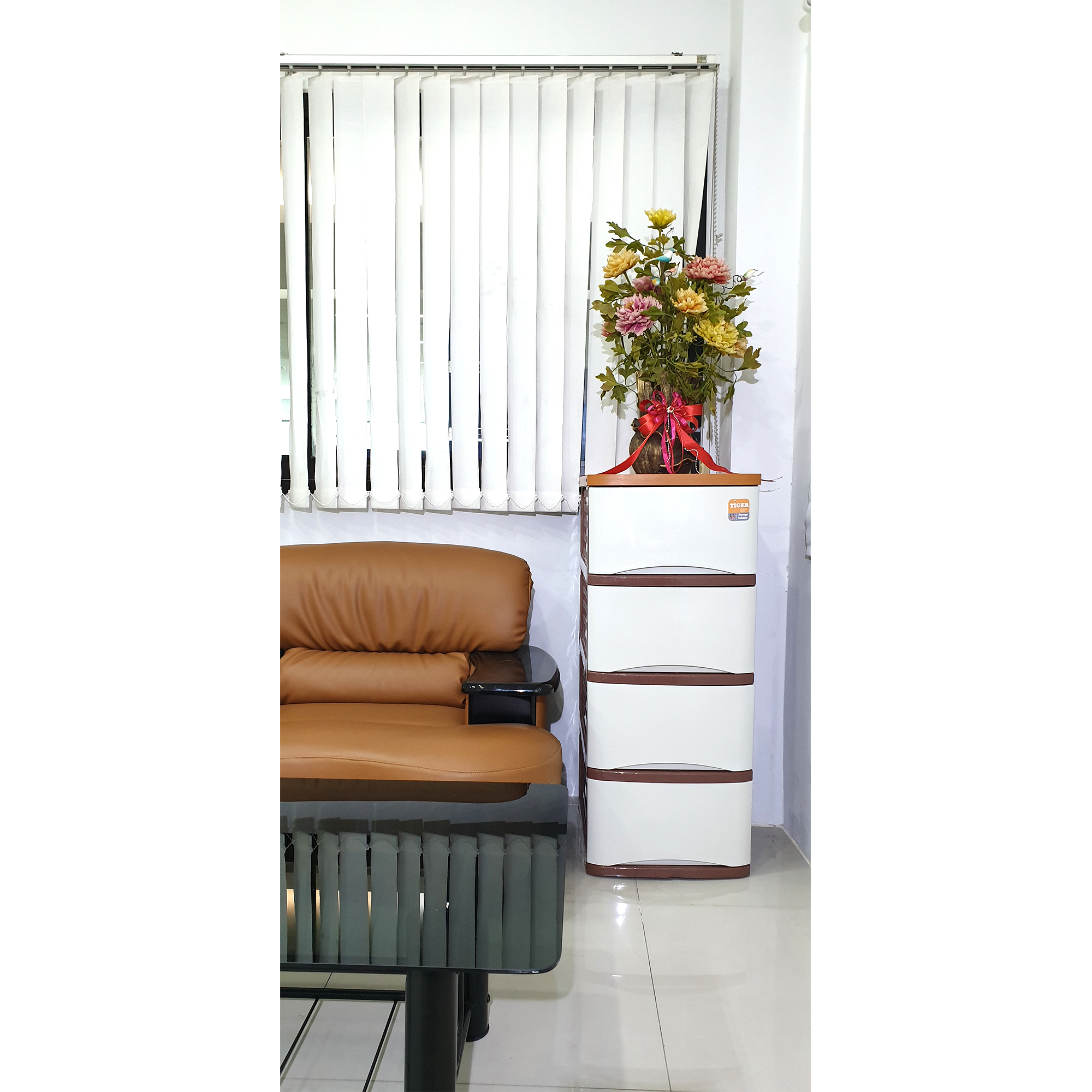 UP ตู้ลิ้นชักพลาสติก (ท๊อปไม้) TIGER-WOODTOP (4 ชั้น) - Image 6