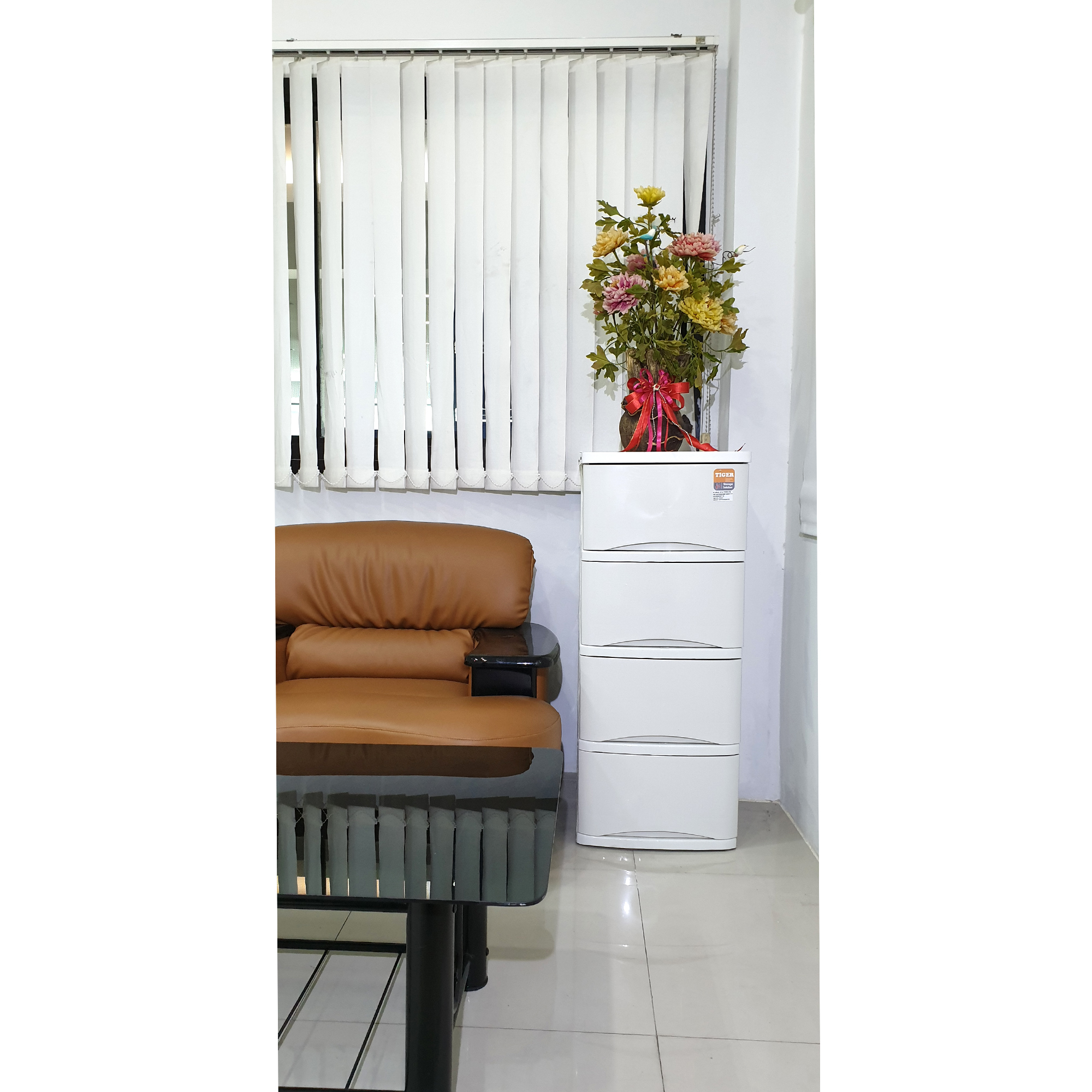 UP ตู้ลิ้นชักพลาสติก (ท๊อปไม้) TIGER-WOODTOP (4 ชั้น) - Image 3